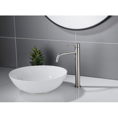 Fortifura Calvi Slim Wastafelkraan - 32cm - verhoogd - opbouw - PVD - geborsteld RVS SW377859