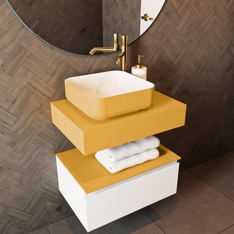 Mondiaz TOP 30 Topblad - 40x30x12cm - geschikt voor afdekplaat - Solid surface - Ocher SW1025298