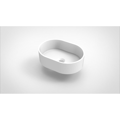 Arcqua Case waskom - 40x28cm - Ovaal - Cast marble Wit Mat SW767323