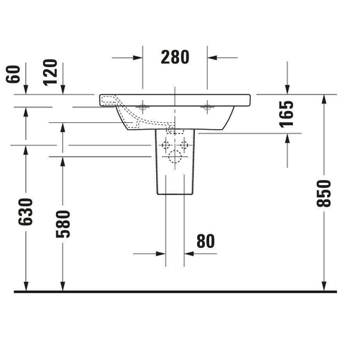 Duravit Durastyle Meubelwastafel - met overloop - met 1 kraangat - 65x48cm - wit SW54141