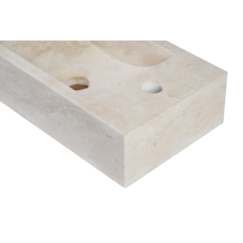 FugaFlow Efficiente Pietra Ensemble de lave-mains - 40x22x10cm - trou de robinet à droite - robinet de lave-mains gunmetal brossé PVD - bonde - siphon abaissé - pierre naturelle mouchetée SW1448150