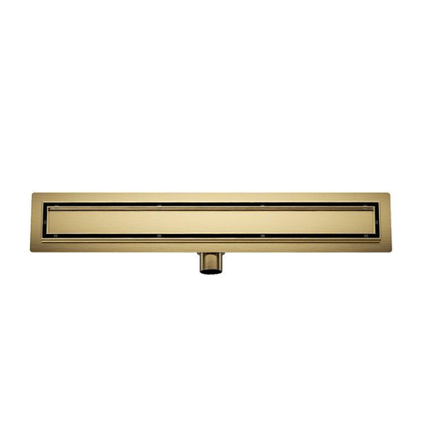 Wiesbaden Caniveau de douche avec bride et grille à carreler 80 x 7 cm laiton brossé PVD SW1138569