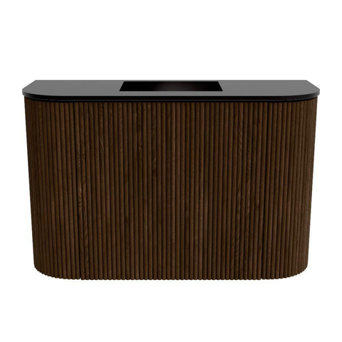 Mondiaz JOYA 63.2cm toiletmeubel - ronding links en rechts kleur Walnut - Wastafel FAYE positie Midden Zonder kraangat kleur Urban. SW1421383