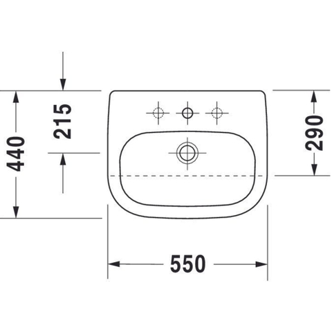 Duravit D-code Halfinbouwwastafel - 55x44cm - met 1 kraangat - met overloop - wit 0315115