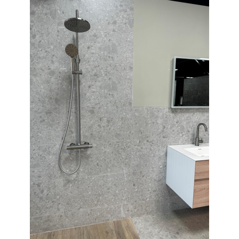 Terravito Mareno wand- en vloertegel - 60x60cm - 9.5mm - Vierkant - gerectificeerd - Terrazzo - Grijs mat SW454714