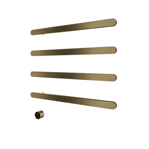 Hotbath &MORE Handdoekradiator - 80x76cm - soft square - 4 stangen - horizontaal - met schakelaar - PVD - geborsteld messing (goud) SW1245821