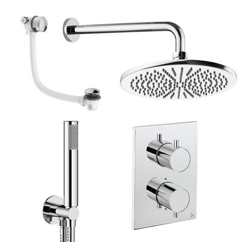 Crosswater MPRO ensemble de douche pluie encastré – douche de tête Ø 30 cm – douchette bâton – 2 leviers – vidage de baignoire – chrome SW1472580