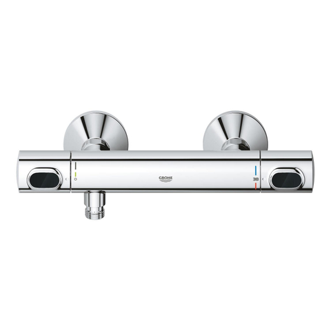 GROHE Precision Flow Ensemble de douche - robinet de douche thermostatique - avec ensemble barre de douche - 60cm - douchette à main ronde - 1 jet - flexible de douche lisse - chromé SW1028113