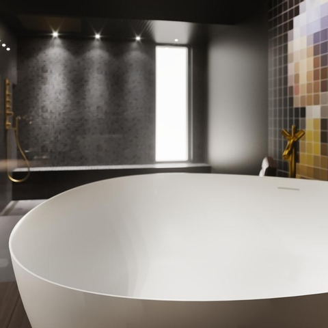 Baignoire îlot Riho Oviedo - 160x160x57cm - solid surface - blanc mat SW416716