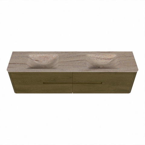 Mondiaz CIRO-DLUX Ensemble de meubles de salle de bains - 190x45x50cm - Plan-vasque Solid surface Saba - 2 vasques Double - 2 trous de robinetterie - 4 tiroirs - Dusk SW1533370