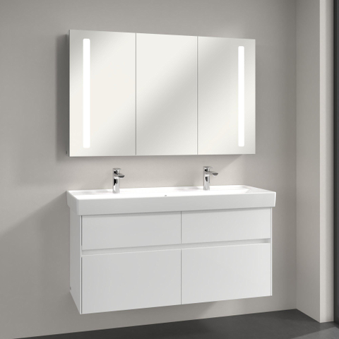 Villeroy & Boch my view 14 My View spiegelkast - met 2 deuren - met geïntegreerde LED verlichting verticaal - 120x75x17.3cm - zilver 1024982