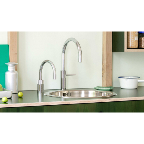 Quooker Nordic Round Twintaps - draaibare uitloop - Combi incl. Cube reservoir - Warm / kokend / bruisend / gefilterd water - Chroom SW299750