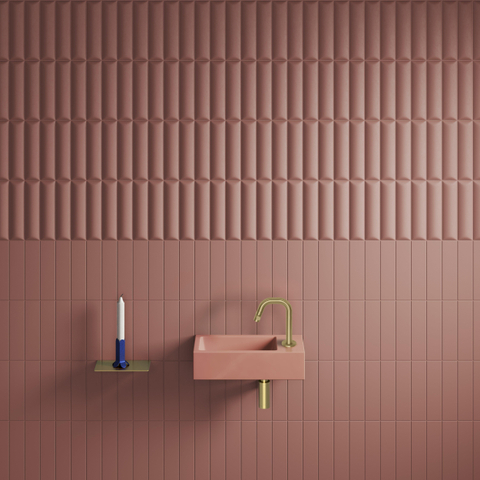 Clou Flush 3 lave-mains 36x18cm avec trou de robinet à droite céramique rose mat SW795717