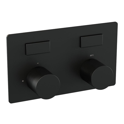 BRAUER Black Carving Douche de pluie thermostatique encastrée - boutons-poussoirs - SET 72 - douche de tête 30cm - bras de plafond - douchette 3 jets - flexible de douche - barre de douche intégrée - noir mat SW925408
