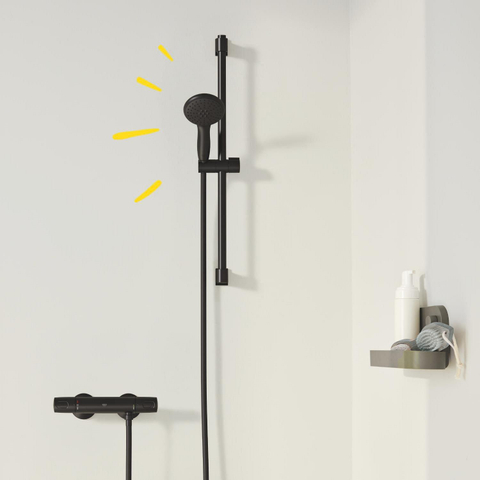 Grohe Precision Trend QuickFix Douchekraan - thermostatisch - met omstel - met koppelingen - HOH=12cm - matte black (mat zwart) SW1126845