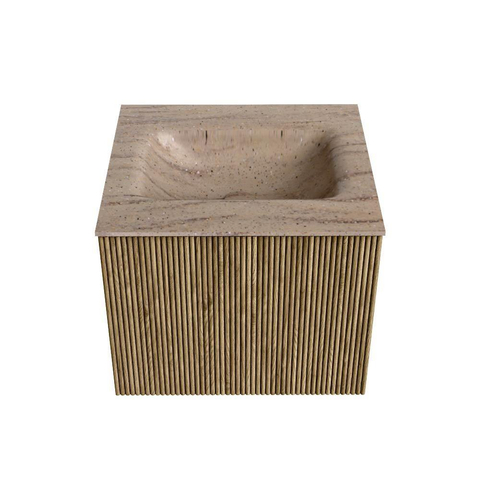 MONDIAZ KURVE-DLUX Meuble de salle de bains 50cm couleur Dusk avec 1 tiroir et 0 porte. Lavabo GRUNNE Central 1 trou de robinet Saba. SW1433308
