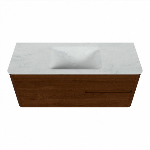 Mondiaz CIRO-DLUX Meuble de salle de bains - 120x45x50cm - Plan-vasque solid surface Opalo - 1 lavabo central - 1 trou de robinet - 2 tiroirs - Ruby SW1531638