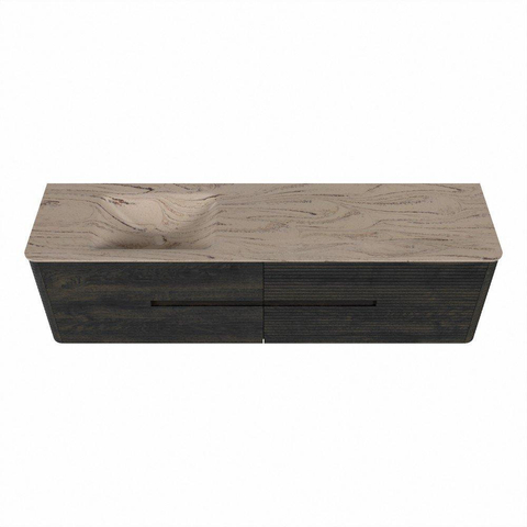 Mondiaz CIRO-DLUX Meuble de salle de bains - 180x45x50cm - Plan vasque Solid surface Arena - 1 vasque à gauche - 1 trou de robinetterie - 4 tiroirs - Shadow SW1532382