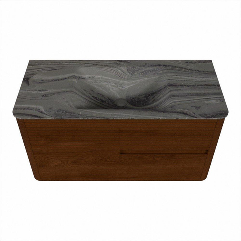 Mondiaz CIRO-DLUX Ensemble de meubles de salle de bains - 100x45x50cm - lavabo solid surface Sombra - 1 bassin au milieu - 1 trou de robinet - 2 tiroirs - Ruby SW1531938