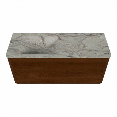 Mondiaz CIRO-DLUX Badkamermeubelset - 120x45x50cm - Solid surface wastafel Glace - 1 wasbak Links - 1 kraangat - 2 lades - Ruby SW1531649
