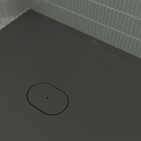 Villeroy & Boch Ecora douchebak - 170x90x4.5cm - afvoer korte zijde - anthracite (antraciet) SW1558998