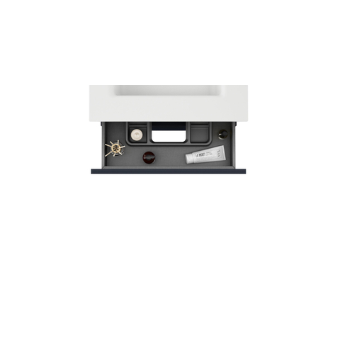Saniclass Chaci Badkamermeubelset - 60x45x55cm - keramische wastafel glans wit - 1 wasbak - zonder kraangat - 2 lades - mat zwart SHOWROOMMODEL SHOW26723
