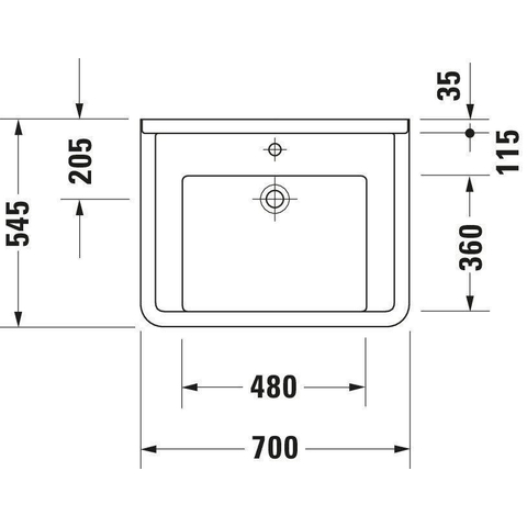 Duravit Starck 3 Wastafel - 70x54.5cm - 1 kraangat overloop - wit 0316318