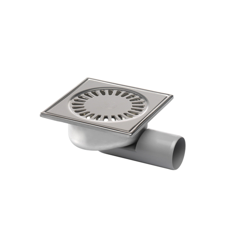 Van den Berg RVS vloerput zij en onderuitlaat 50mm 15x15cm OUTLETSTORE STORE31586