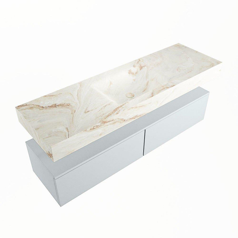 Mondiaz ALAN-DLUX Ensemble de meuble - 150cm - meuble Clay mat - 2 tiroirs - Lavabo Cloud Frappe suspendu - vasque Centre - 1 trou de robinet SW804840