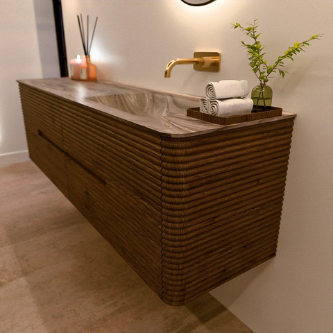 Mondiaz CIRO-DLUX Badkamermeubelset - 170x45x50cm - Solid surface wastafel Sombra - 1 wasbak Rechts - zonder kraangaten - 4 lades - Dusk SW1533464