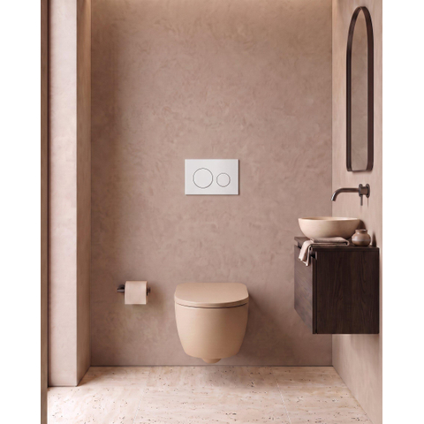 QeramiQ Dely Swirl Toiletset - 36.3x51.7cm - Geberit UP720 Duofix Sigma inbouwreservoir - 35mm zitting - metalen bedieningsplaat mat wit - ronde knoppen - mat beige SW1416821