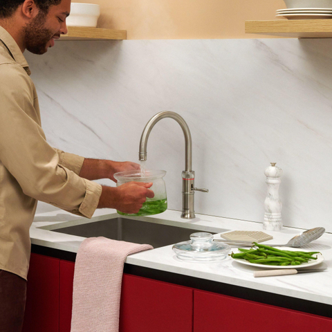 Quooker Classic Fusion Round kokendwaterkraan - draaibare uitloop - Combi+ reservoir - Warm / kokend water - RVS SW299660