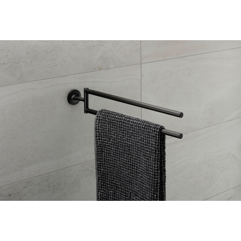 Duravit Starck T Handdoekhouder - 2 stangen - 46.5cm - draaibaar - mat zwart SW297086