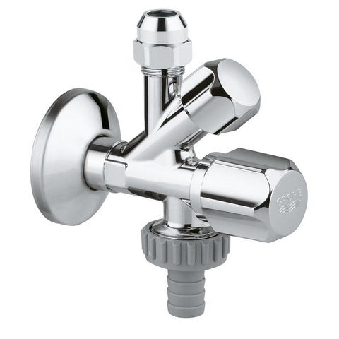 Grohe Hoekstopkraan - knel - met teflon dichtingsring - 1/2x3/8 inch - met kunststof greep - chroom SW32010