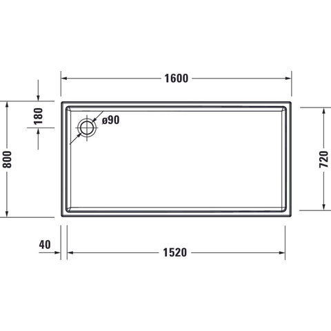 Duravit Starck slimline douchebak 160x80cm wit SW472342