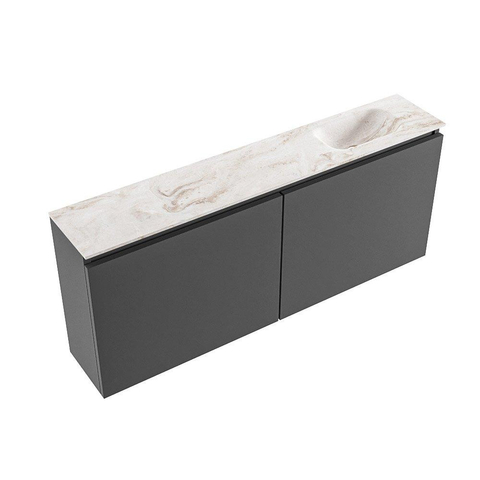 MONDIAZ TURE-DLUX meuble de toilettes 120cm Dark Grey. EDEN lavabo Frappe position à droite. Avec 1 trou de robinet. SW1102742