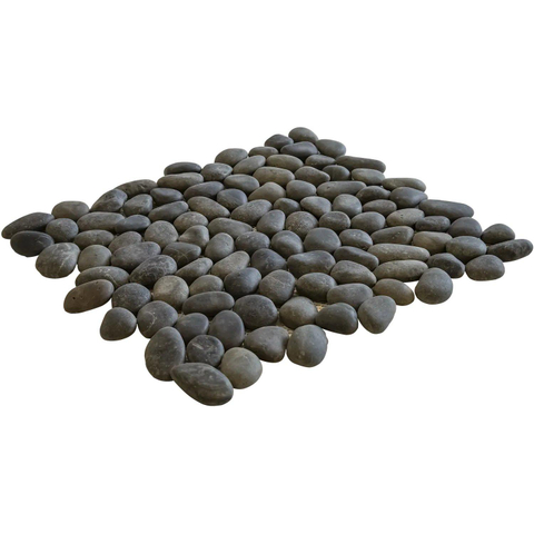 The Mosaic Factory Natural Stone mozaïektegel - 30.5x30cm - wand en vloertegel - Organisch - Rivier steen Dark Grey Mat SW66205