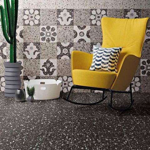 ÉCHANTILLON Ceralto Cliffo Rock Carreau de sol et de mur 20x20cm 10mm R10 grès cérame Nero SW913256