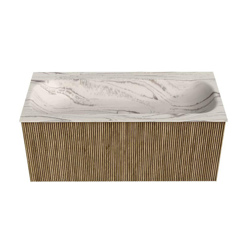 MONDIAZ KURVE-DLUX Meuble de salle de bains 100 cm couleur Dusk avec 1 tiroir et 0 porte. Lavabo BIG MEDIUM Central sans trou de robinet Nata. SW1432381
