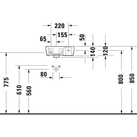 Duravit No.1 Duravit No.1fontein - met kraangat rechts - zonder overloop - 36x22x12cm - hoogglans wit SW723811