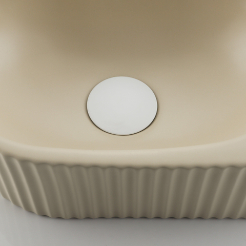 Fugaflow Efficiente Pietra Ensemble lave-mains – 40 x 21,5 x 12 cm – droite – nervuré – demi-rond – 1 trou pour robinet – céramique – robinet pour lave-mains blanc mat – bonde d’évacuation – siphon extra-plat – beige SW1443521