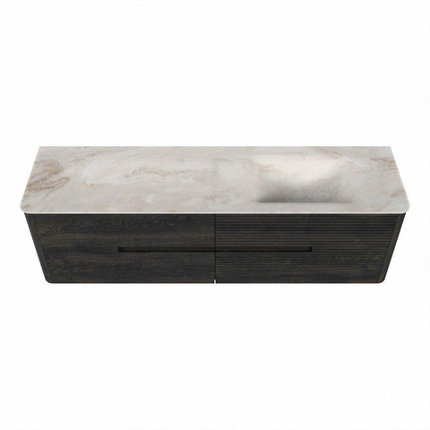 Mondiaz CIRO-DLUX Ensemble de meubles de salle de bains - 170x45x50cm - vasque Solid surface Frappe - 1 bassin à droite - sans trous de robinetterie - 4 tiroirs - Shadow SW1532175
