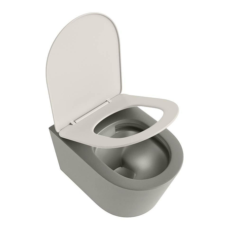 Mondiaz LAVIE hangtoilet – spoelrandloos – 36 x 53 cm – met softclose zitting – Smoke (lichtbruin), zitting Linen (offwhite) SW1208657