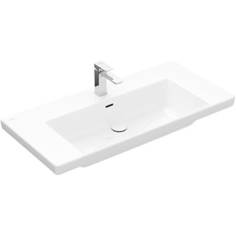 Villeroy & Boch Subway 3.0 meubelwastafel - 1000x470mm - met kraangat - met overloop CeramicPlus - Stone White (mat wit) SW641534