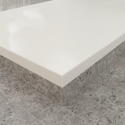 Villeroy & Boch Ecora douchebak - 180x100x4.5cm - afvoer korte zijde - stone white (wit) SW1558890