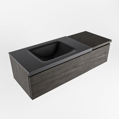 MONDIAZ BUKLA 120cm ensemble de meuble avec module 40 couleur Marron Foncé avec 2 tiroirs. Lavabo CLOUD gauche 1 trou de robinet couleur Urban. SW1382016