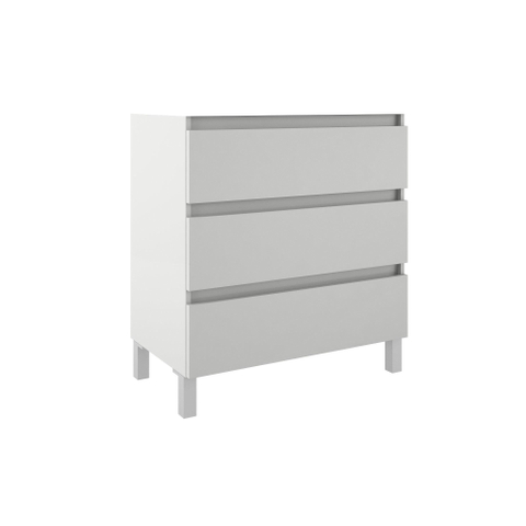 Saniclass Chaci PLUS Meuble de salle de bain - 80x86x46cm - plan de toilette - 3 tiroirs - ovale miroir - blanc mat SW955615