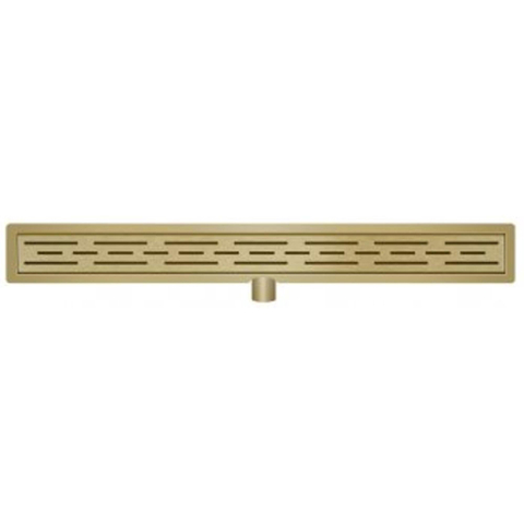Wiesbaden Douchegoot met flens en rooster 70 x 7 cm geborsteld messing PVD SW450730