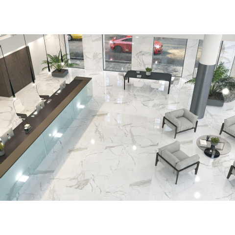 Terravito Alpuro carrelage mural et de sol - 120x120cm - 9mm - carré - rectifié - aspect marbre - blanc/noir mat SW492777