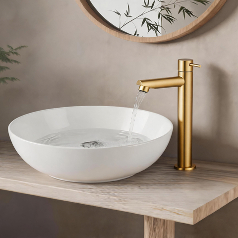 Fortifura Calvi Fonteinkraan - 23cm - verhoogd - opbouw - geborsteld messing (goud) SW1476847